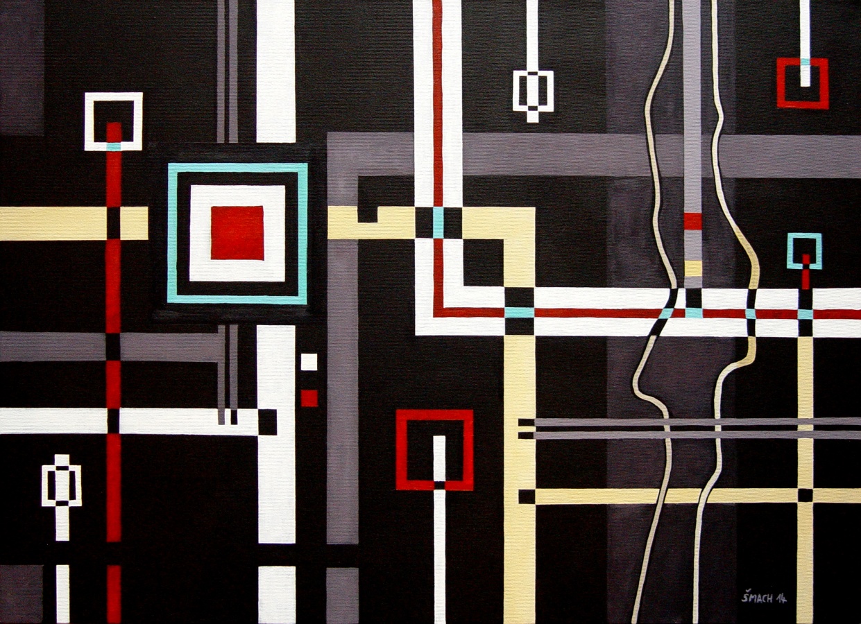 Čtverce, Akryl na plátně, 2014, 50 x 70 cm